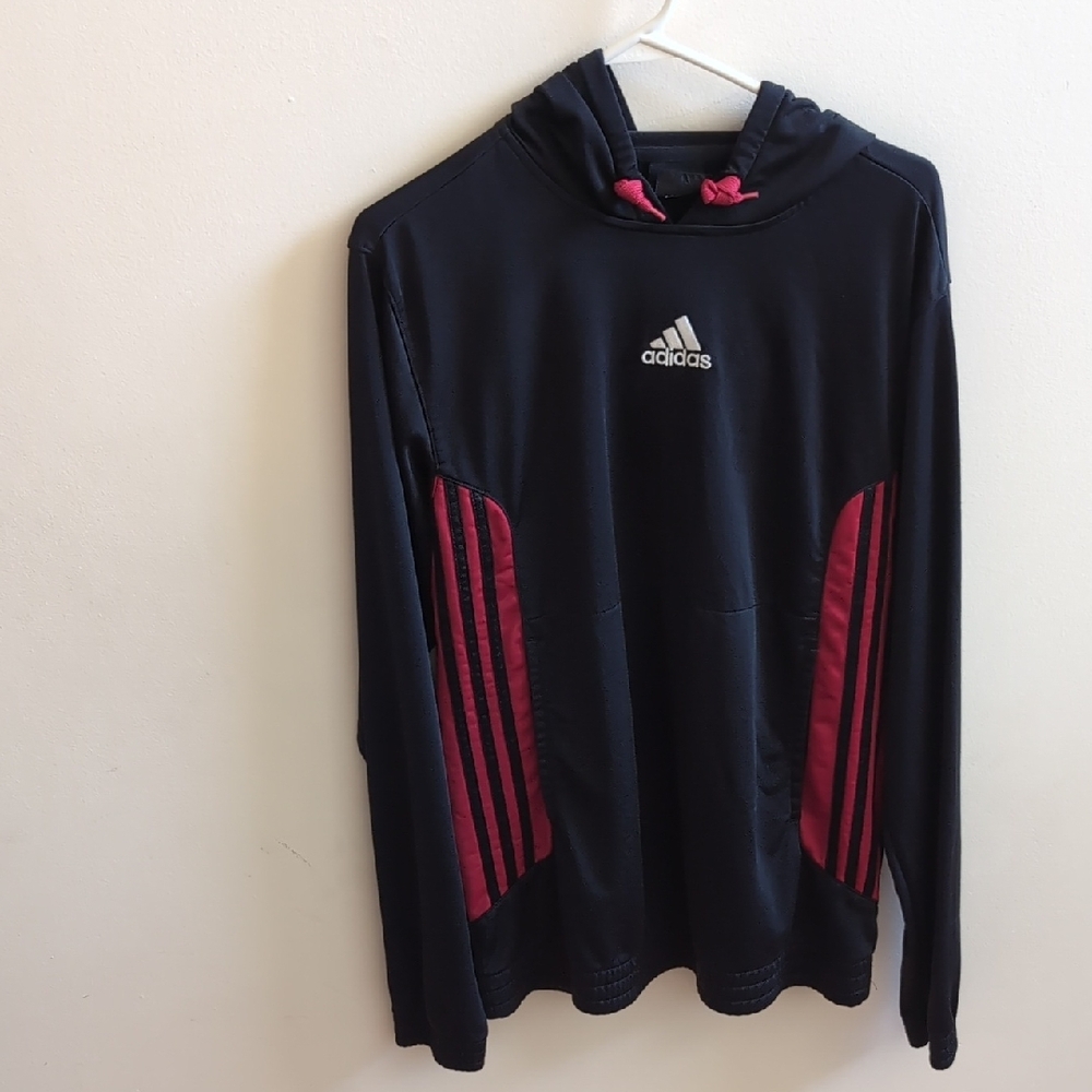 Adidas Black Hoodie with Red Stripes
